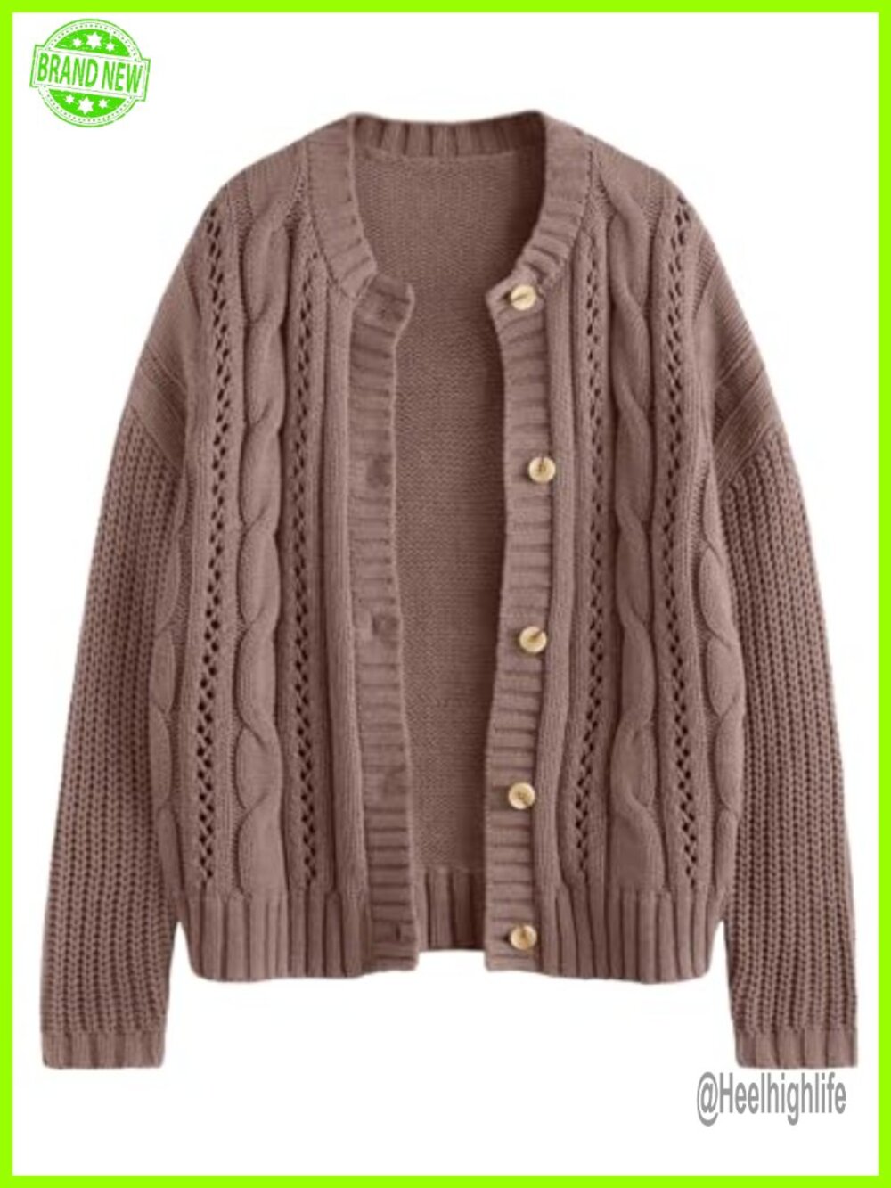 Women Cable Knit Cardigan Sweater Button Up Chunky Knit Long Sleeve